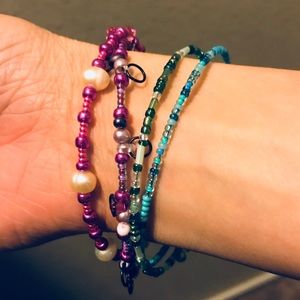 Beaded Wire Bangle Bracelet